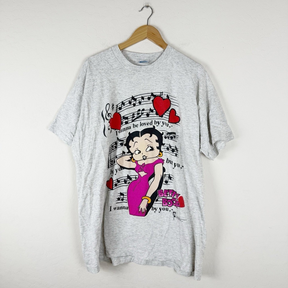Vintage Betty Boop 1997 "I Wanna Be Loved By You" Grey Single Stitch Size XXL